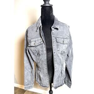 Venus Jacket Top Denim Lace up Back Grey Fray Hem Distressed Asymmetrical 10/12